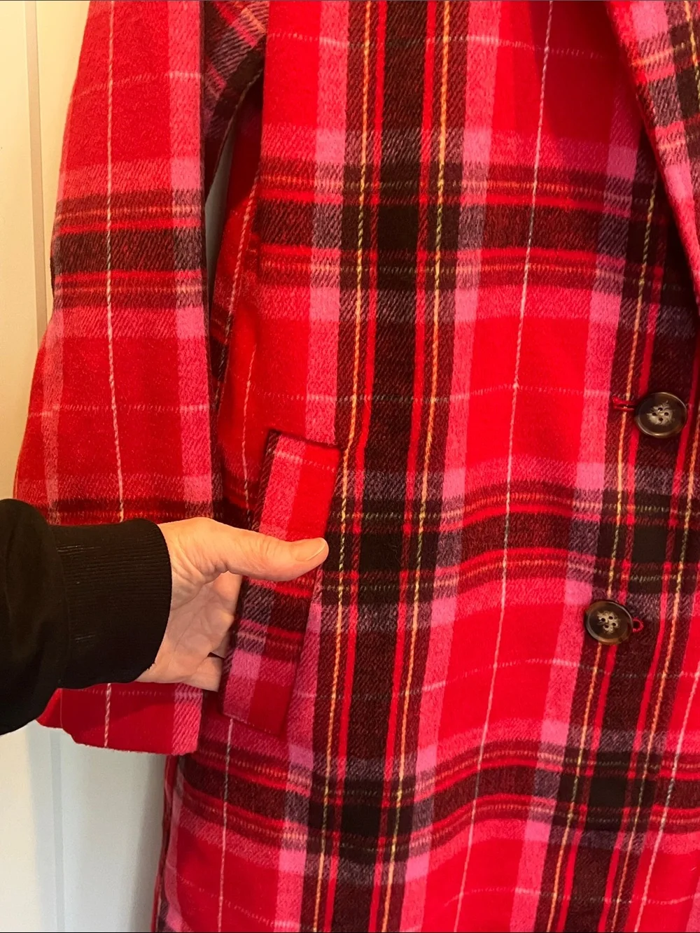 Old Navy Soft-Brushed Tartan Plaid Long Trench Coat - Small
